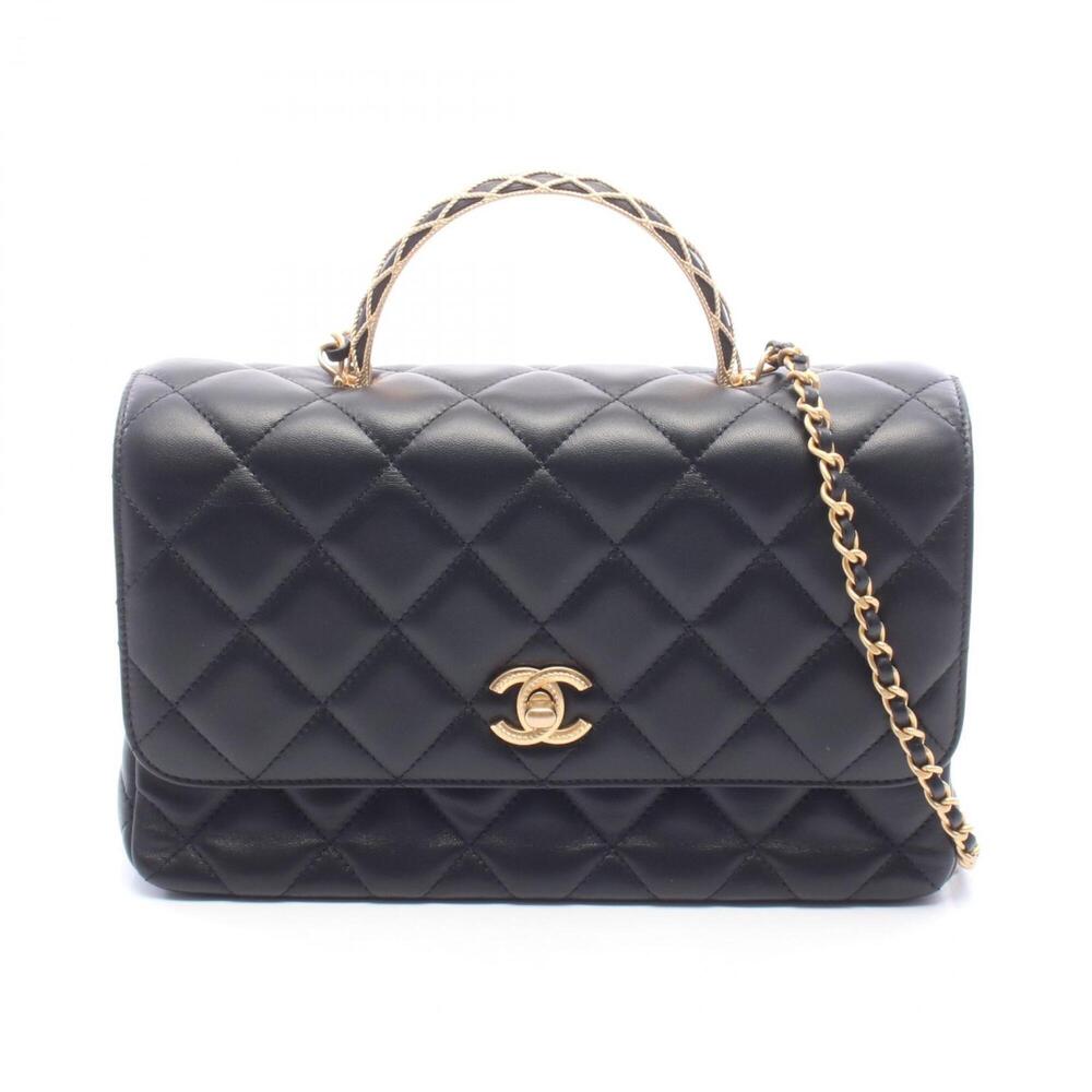 Chanel Matelassé Top Handle 2-Way Shoulder Bag/Handbag, Lambskin Leather, Wom...